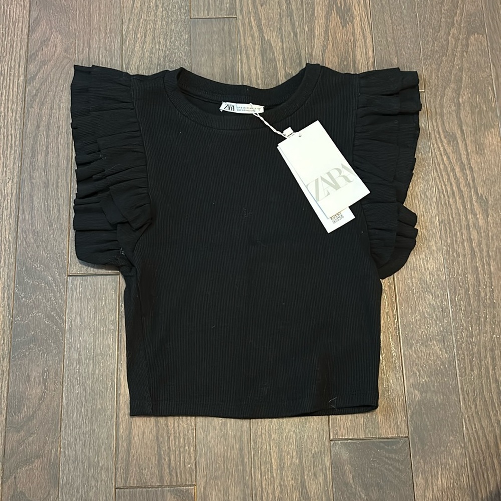 Zara black ruffle top